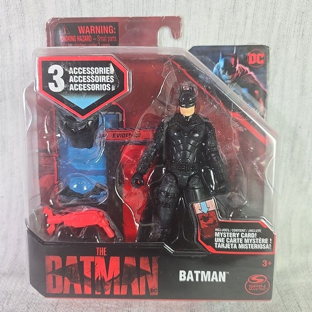 2021 Spin Master DC The Batman 4" Figure w/ 3 Mystery Accessories & Card - Read